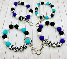 Load image into Gallery viewer, Silicone Beaded Wristlet/Keychain-Cow Print