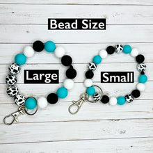 Load image into Gallery viewer, Silicone Beaded Wristlet/Keychain-Cow Print