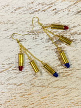 Load image into Gallery viewer, Red White &amp; Blue 22 Caliber Bullet Earrings
