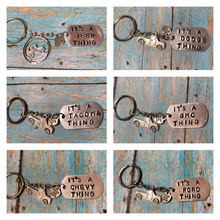 Load image into Gallery viewer, It’s a Jeep,Dodge,Tacoma,GMC,Chevy,Ford Thing Metal Stamped Keychain
