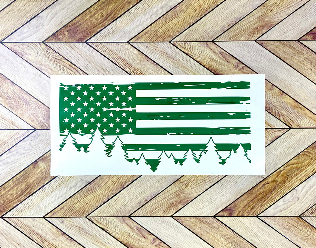 American Flag Forest Decal