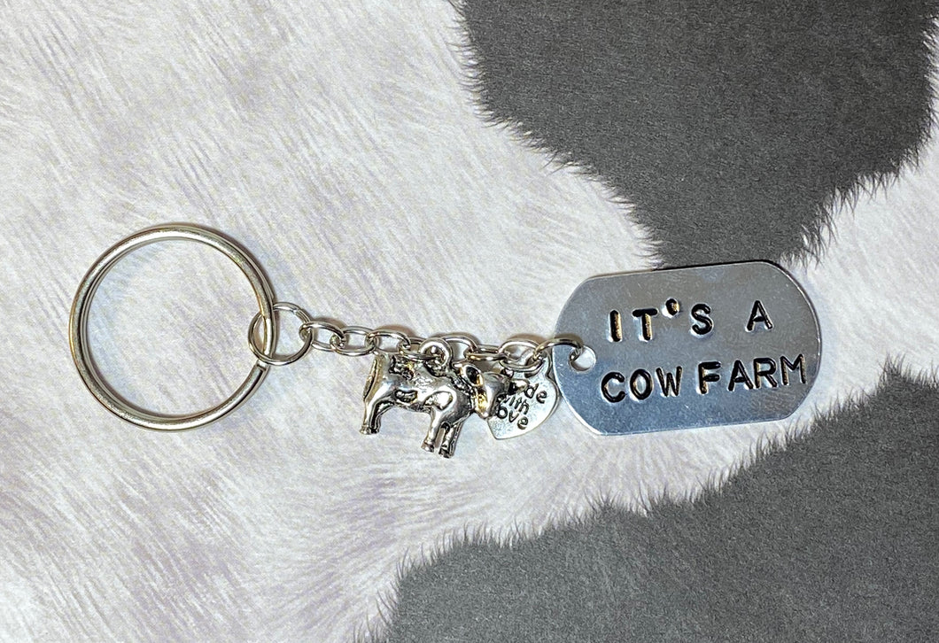 It’s a Cow Farm Metal Stamped Keychain