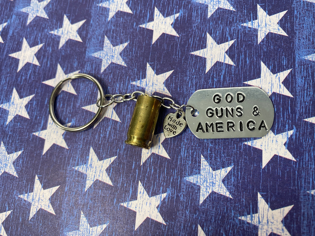 God Guns America Metal Stamped Keychain