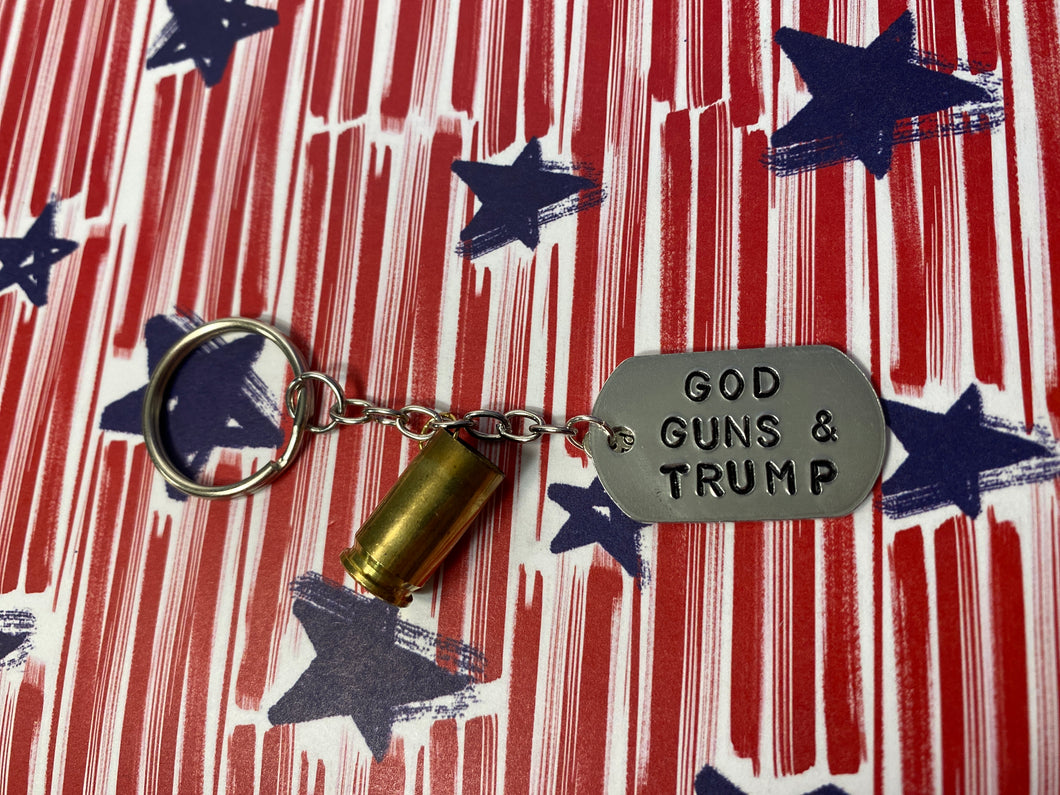 God Guns & Trump Metal Stamped Keychain