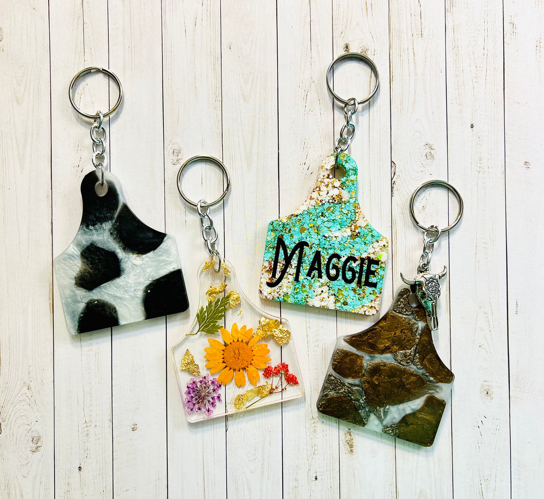 Cattle Tag | Cow Tag Resin Keychain