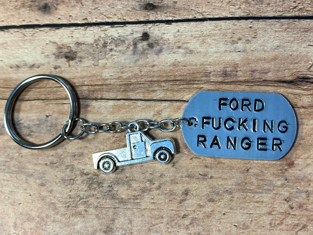 Ford Fucking Ranger Metal Stamped Keychain