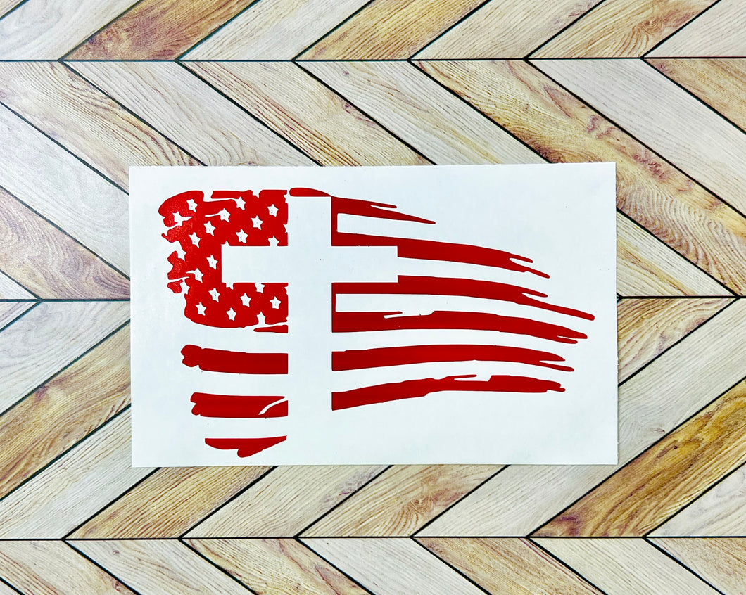 American Flag Cross Decal