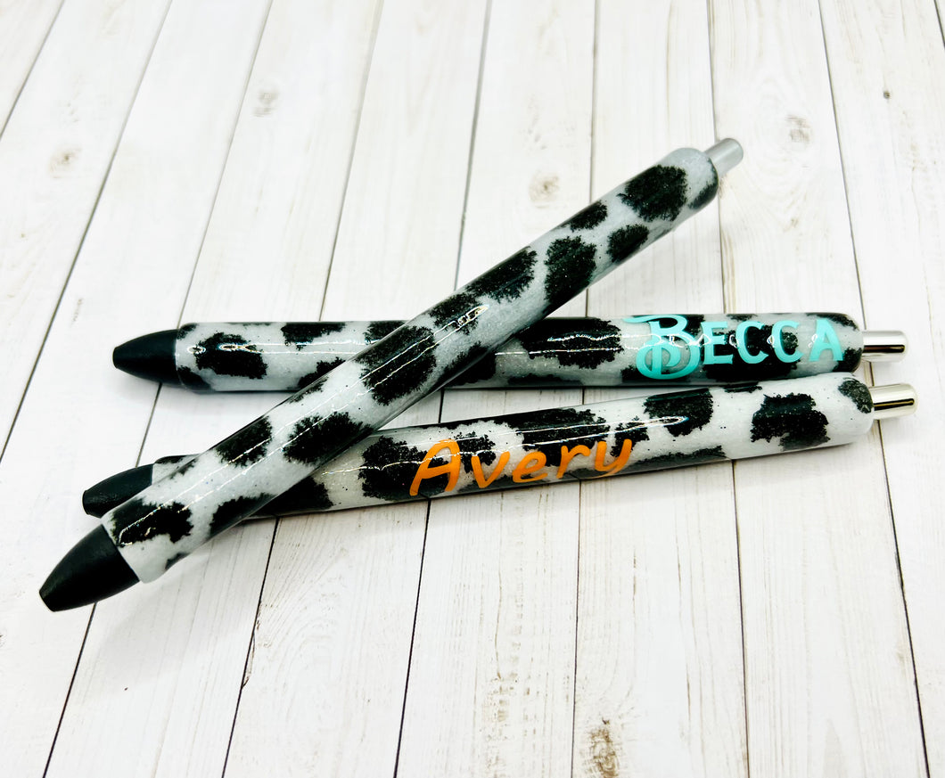 Cow Print Resin Pen