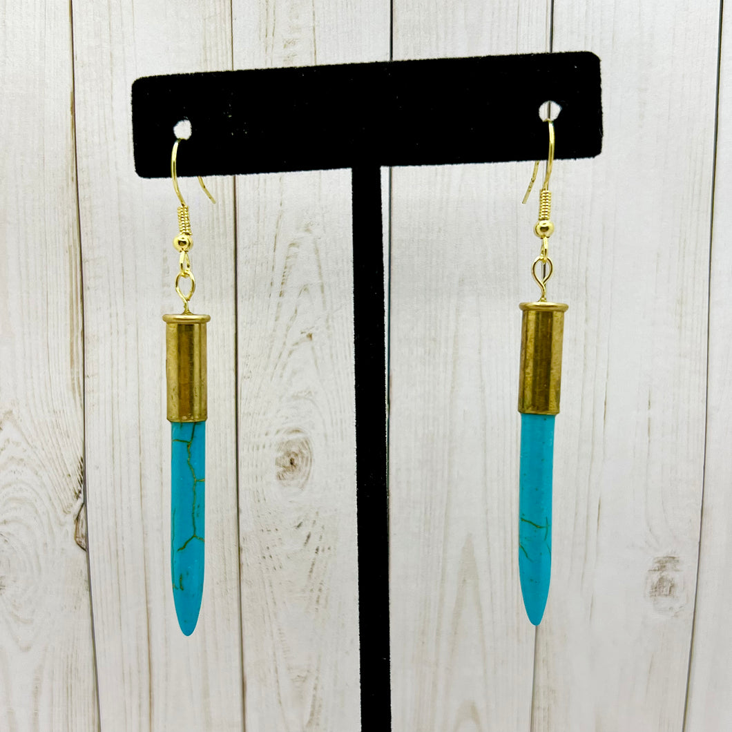 22 Caliber Turquoise Spike Dangle Earrings