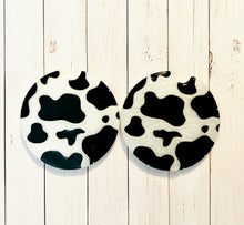 Load image into Gallery viewer, Cow Print Resin Car Coaster - 2 Coasters
