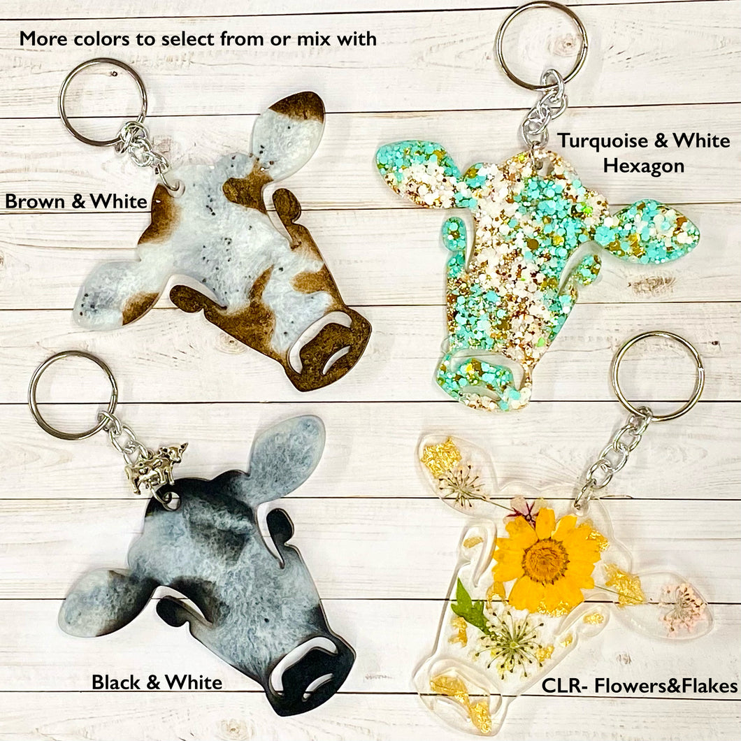 Resin Cow Keychains