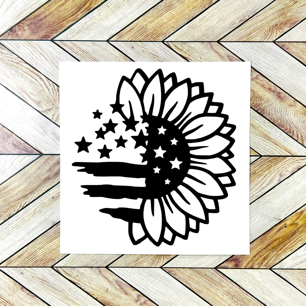 American Flag Sunflower Decal