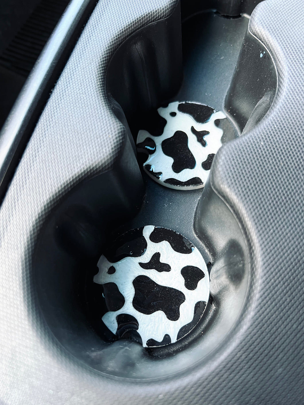 Cow Print Resin Car Coaster - 2 Coasters