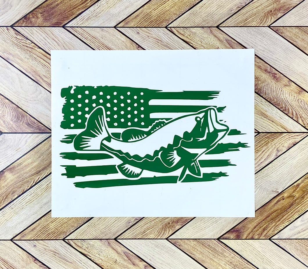 American Flag Fish Decal