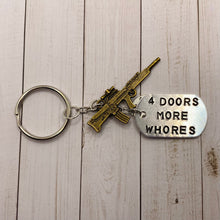 Load image into Gallery viewer, 4 Doors More Whores Metal Stamped Keychain
