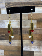 Load image into Gallery viewer, Red White &amp; Blue 22 Caliber Bullet Earrings
